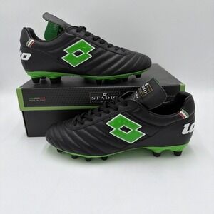 Lotto Stadio OG II FG Soccer Cleats - All Black, Spring Green | Men's Size 7